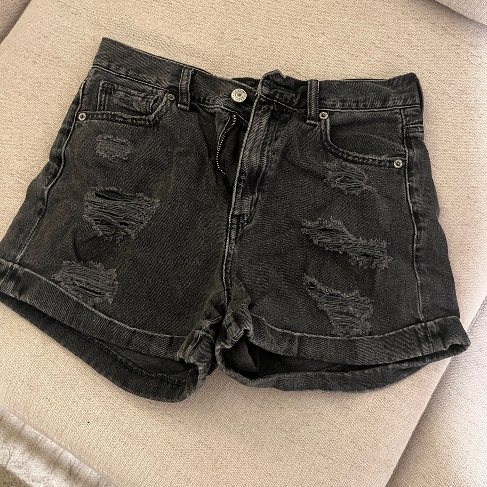 American Eagle Outfitters Black Distressed Jean Shorts